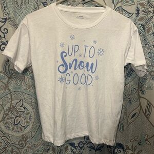 Kids White Tee with Blue Snow Design